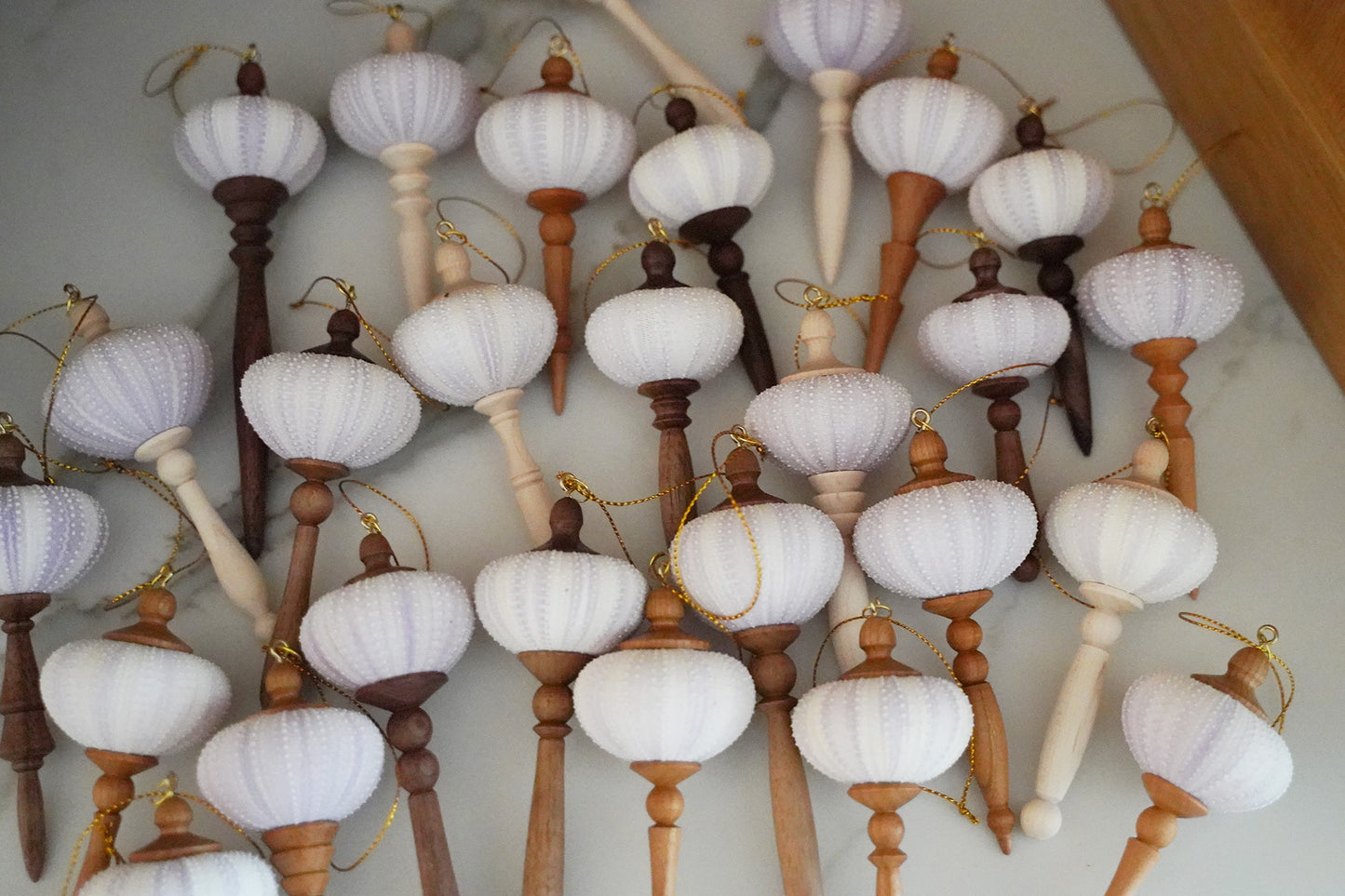 Tree Ornament with Purple Sea Urchin Shell