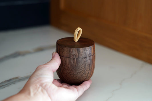 Walnut Box with Woven Loop Knob, Tea Canister, Unique Handmade Gift
