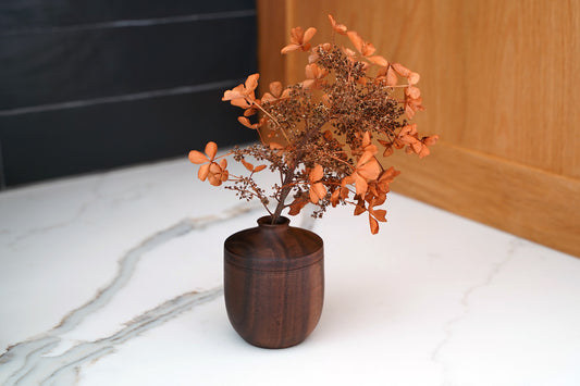 Walnut Bud Vase Box – Small Wooden Vase & Storage