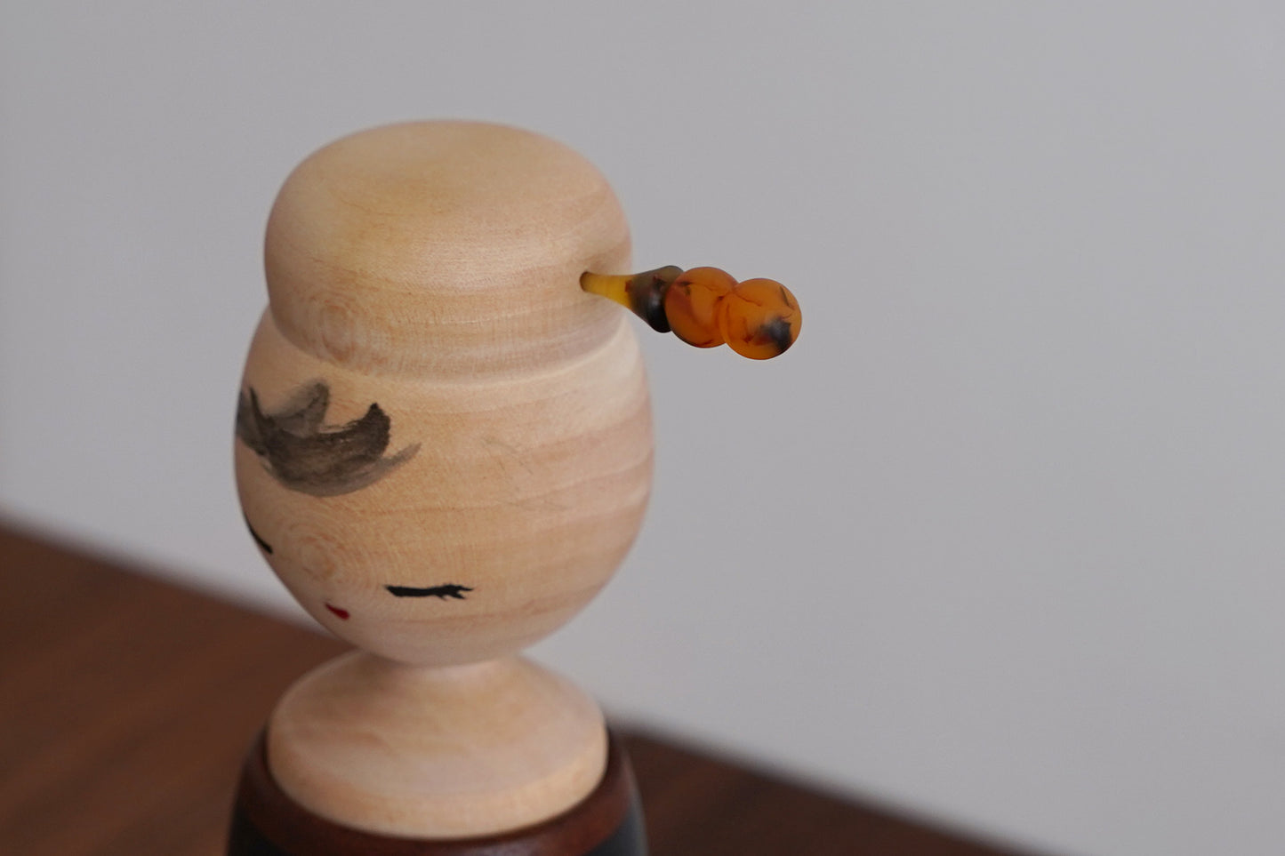 Kokeshi in Black with Rose Branches