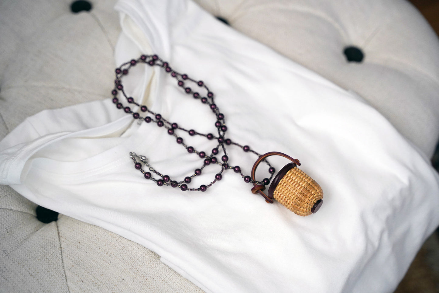 Tiny Nantucket Basket - Ornament / Pendant / Charm