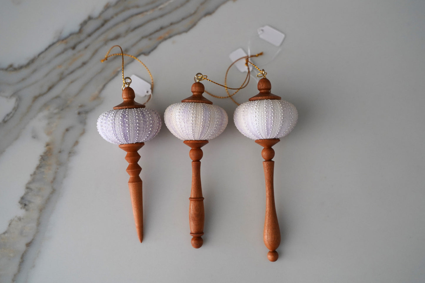 Tree Ornament  with Purple Sea Urchin Shell