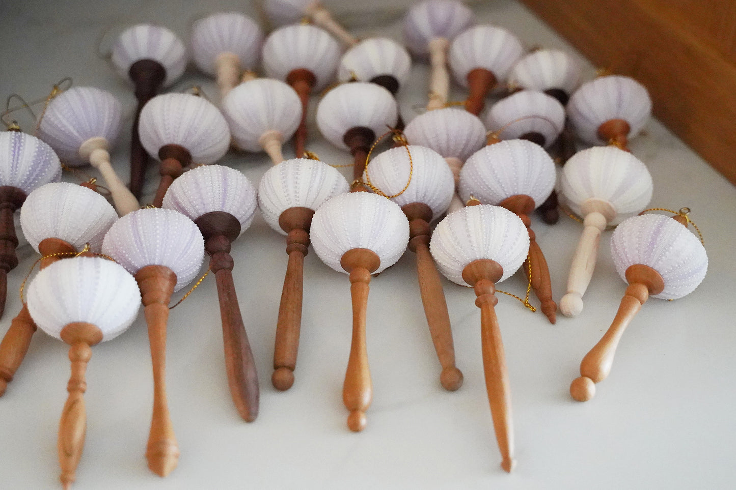 Tree Ornament  with Purple Sea Urchin Shell