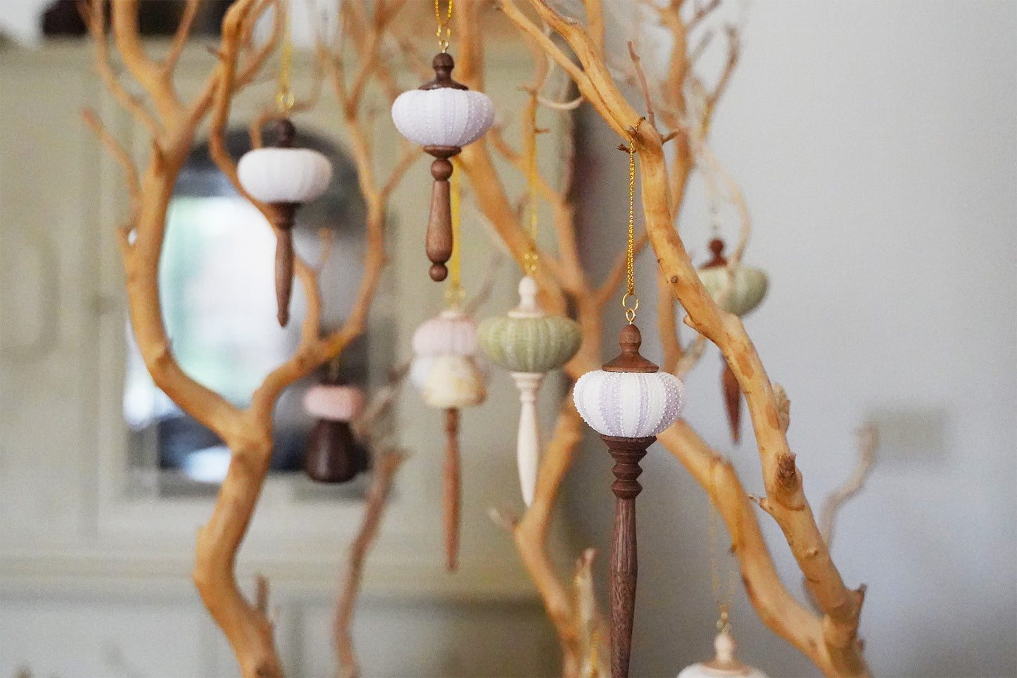 Tree Ornament  with Purple Sea Urchin Shell