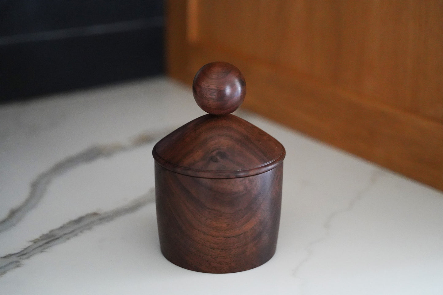 Walnut Jar with Oversized Round Knob