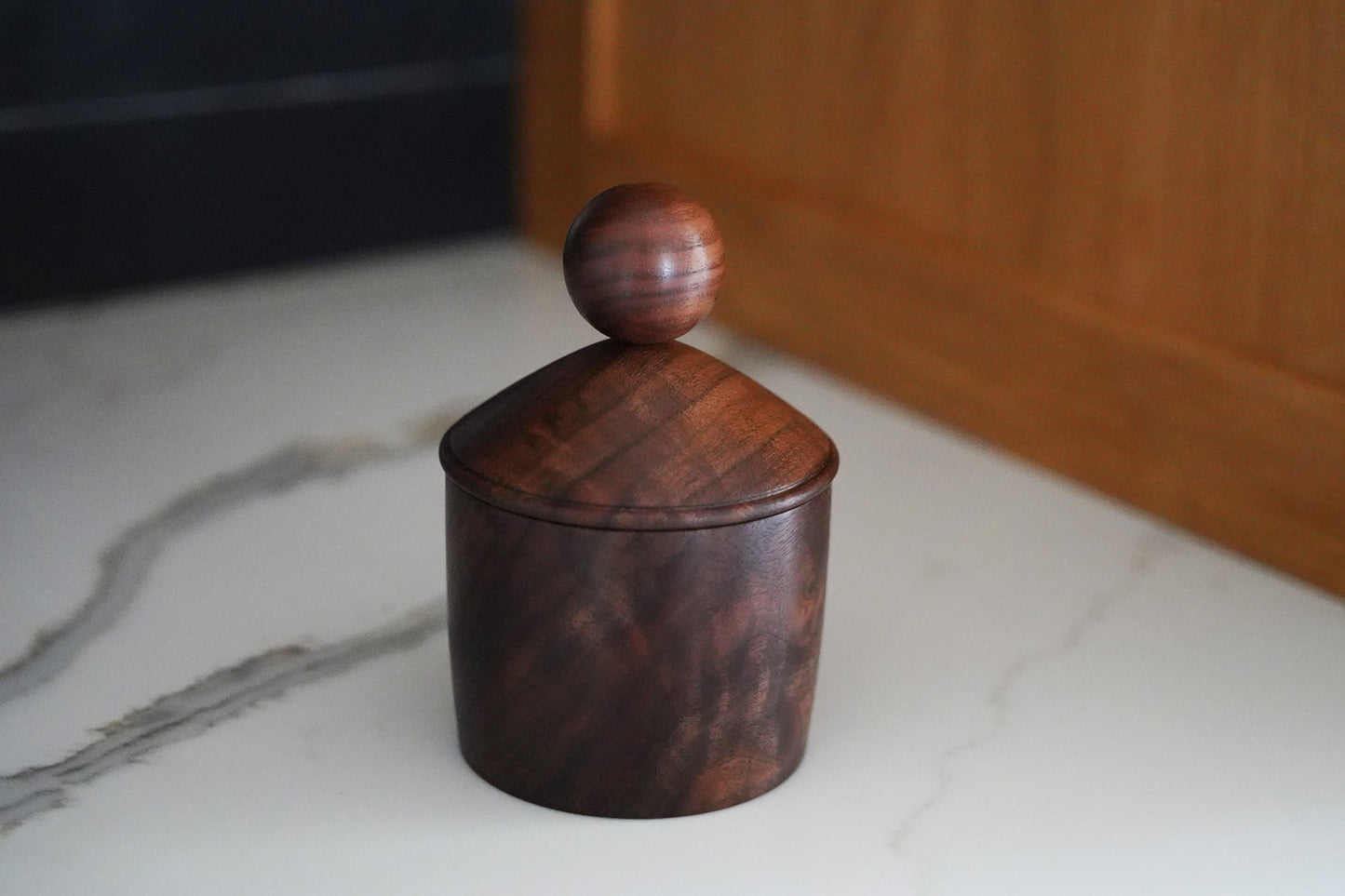 Walnut Jar with Oversized Round Knob