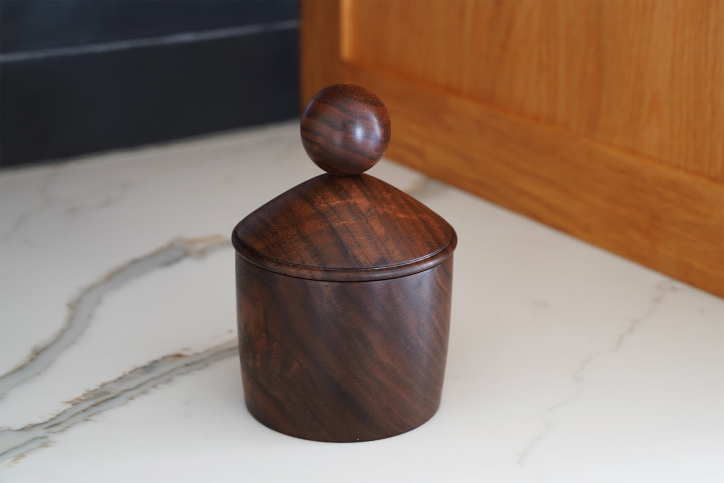 Walnut Jar with Oversized Round Knob